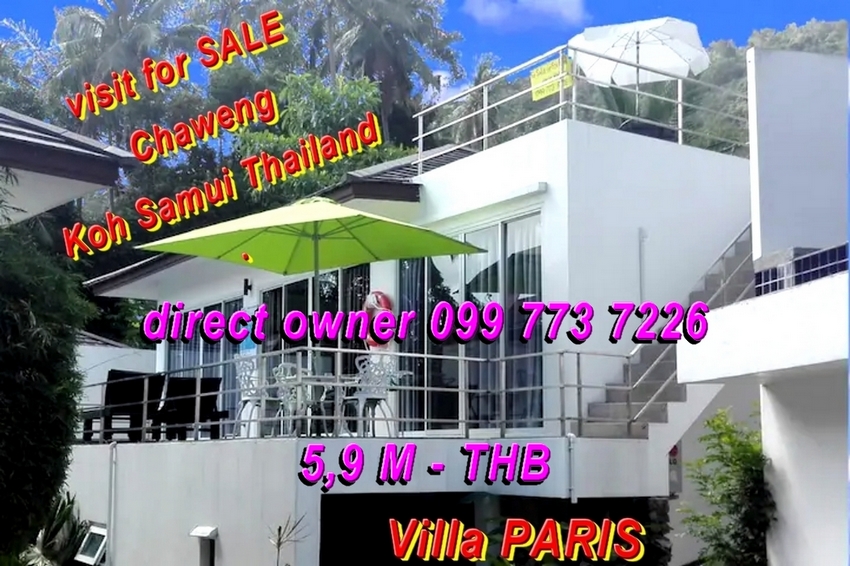 Direct sale owner  Villa PARIS  koh Samui, Thailand, Home Videos Photos  sell price without agency, villa 3 bedrooms, 2 terraces, 2 swimming pools